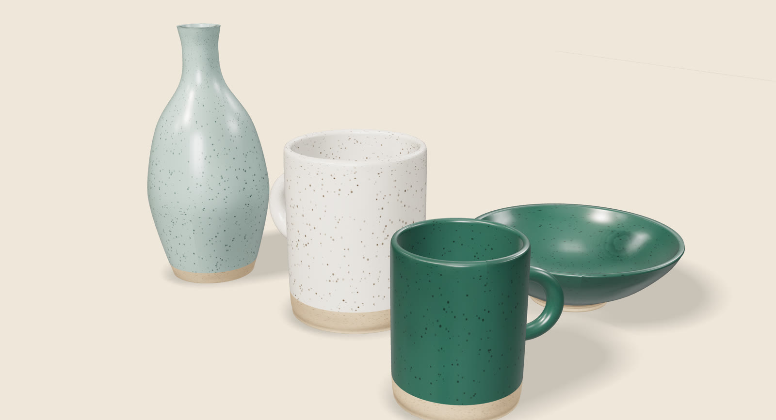 Tidewell mugs, bowl and vase